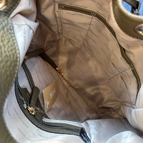 Michael Kors Dark Olive Green Leather Backpack - Picture 5 of 8